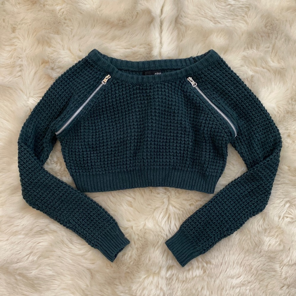 Aqua crop sweater